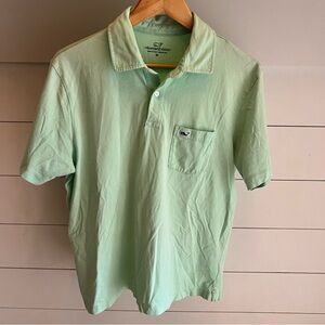 Vineyard Vines Men’s Light Green Soft Cotton Pocket Polo Shirt Size Medium